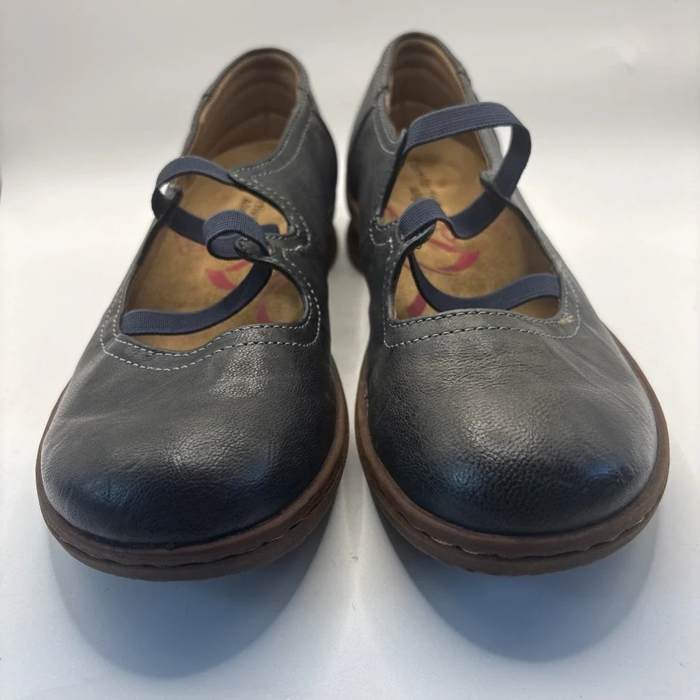 Comfortiva Align Maryjane Blue Leather Comfort Shoes Elastic Straps Size 7.5 M